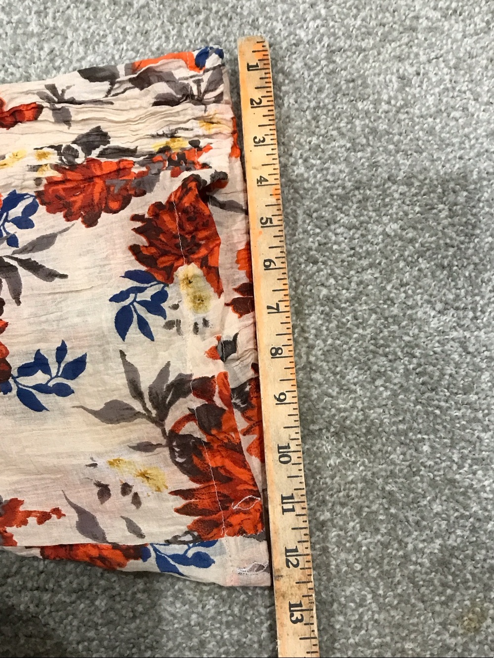 Mango Beige Wide-Leg Paperbag Pants with Orange Floral Motif - Picture 9 of 9